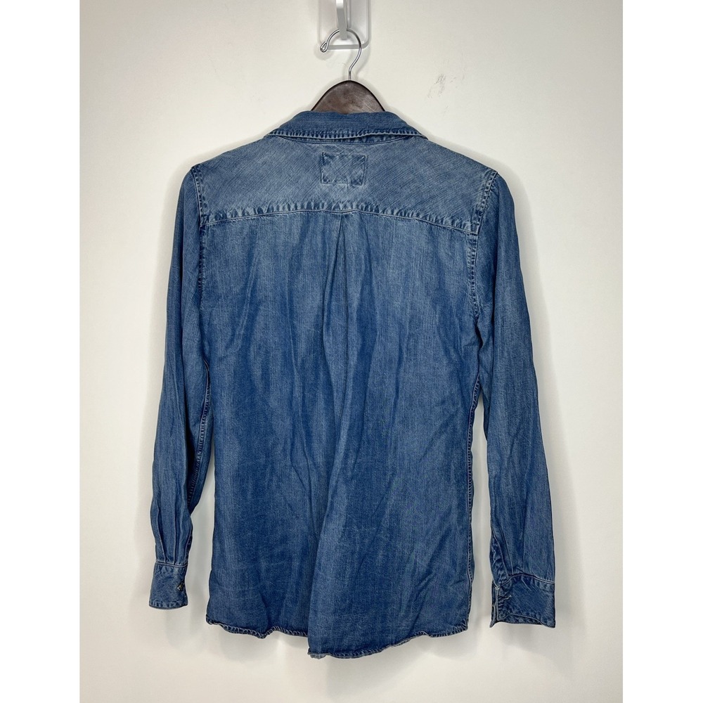 Rails Ashlyn Denim Shirt Womens Medium Dark Wash Button Front Chambray Boho - Picture 2 of 9